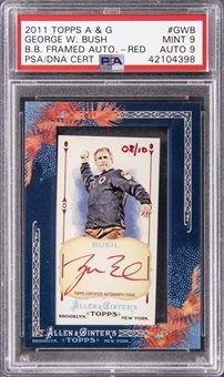 2011 Topps Allen & Ginter Red Framed Autograph #GWB George W. Bush Signed Card (#8/10) - PSA MINT 9, PSA/DNA 9